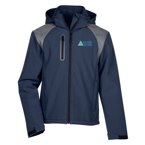 Contrasting Colour Hooded Soft Shell Jacket - Men's - 24 hr Main Image