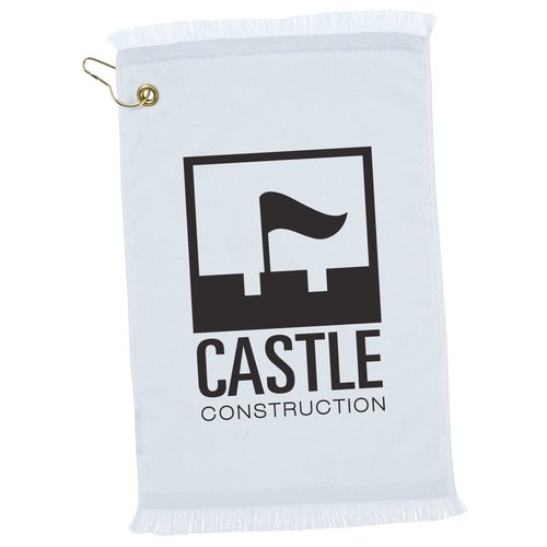Fringed Golf Towel - 18 inches x 11 inches - White Main Image