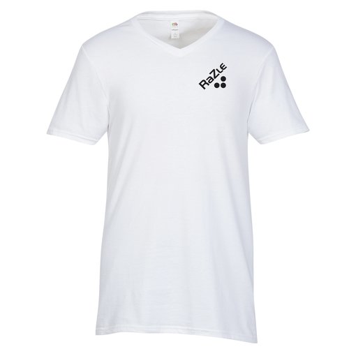 Fruit of the Loom Sofspun V-Neck T-Shirt - Men's -White - Screen Main Image