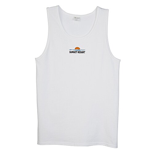 Everyday Cotton Tank Top - Men's - White - Embroidered Main Image