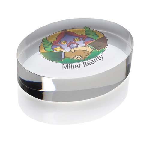 Oval Acrylic Paperweight - Full Colour Main Image