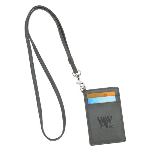 Genuine Leather ID Holder with Lanyard Main Image