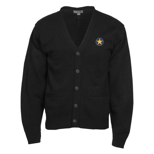 Acrylic V-Neck Cardigan with Pockets - Men's Main Image