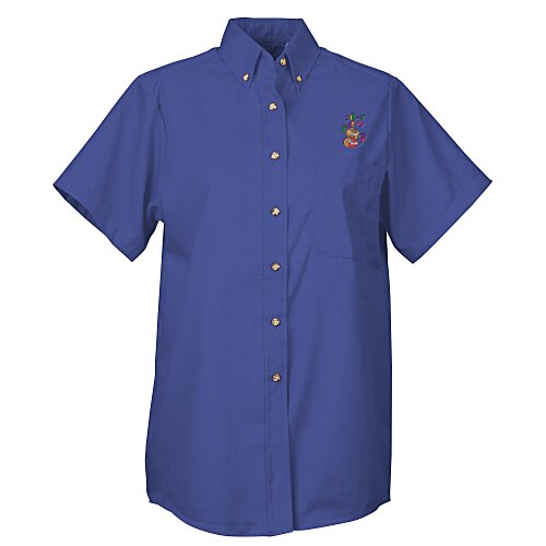 Soil Release Button Down SS Poplin Shirt - Ladies' Main Image