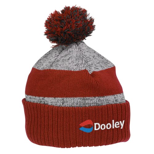 Pom Pom Melange Beanie with Ribbed Cuff - 24 hr Main Image