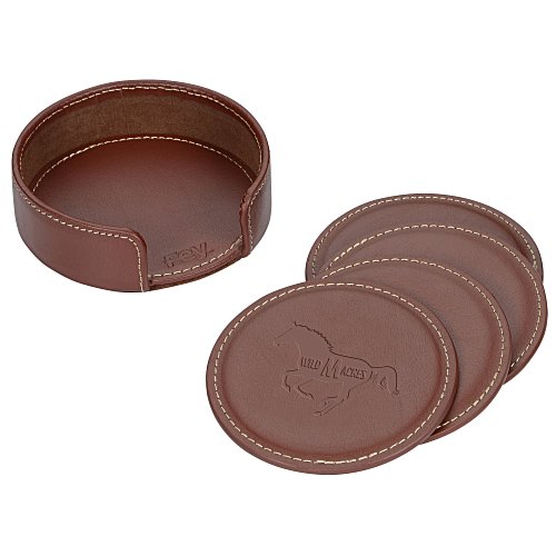 Vintage Round Leatherette Coaster Set Main Image