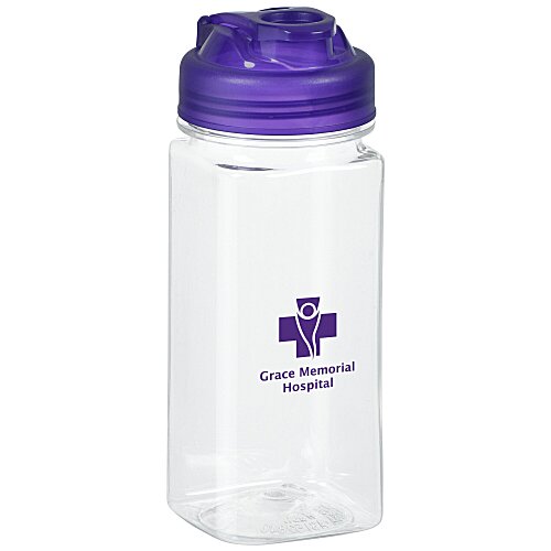 PolySure Squared-Up Water Bottle with Flip Lid - 16 oz - Clear Main Image