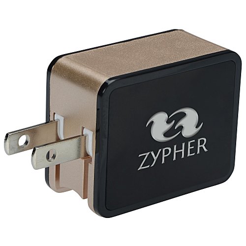 2 Port USB Folding Wall Charger - Light-Up Logo Main Image
