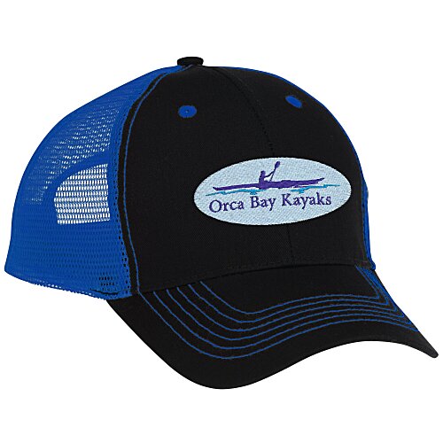 Colour Accent Mesh Snapback Cap- Embroidered Main Image