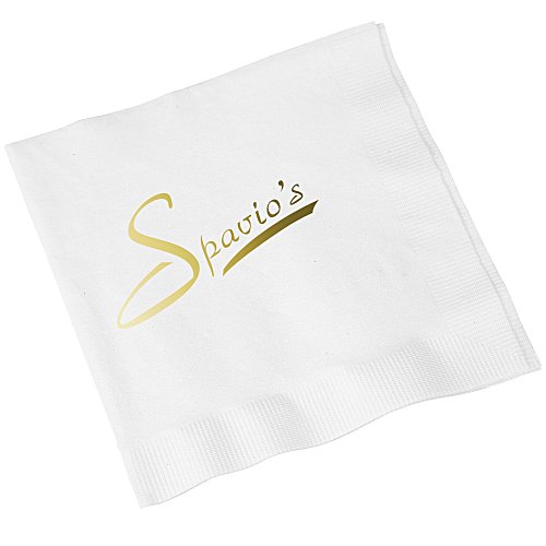 Beverage Napkin - 3-ply - White - Foil Main Image