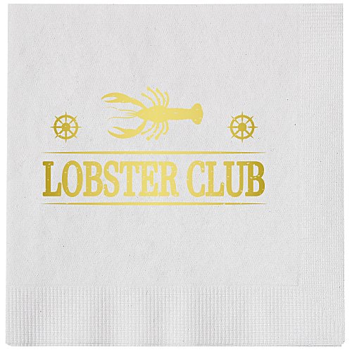 Beverage Napkin - 1-ply - White - Foil Main Image