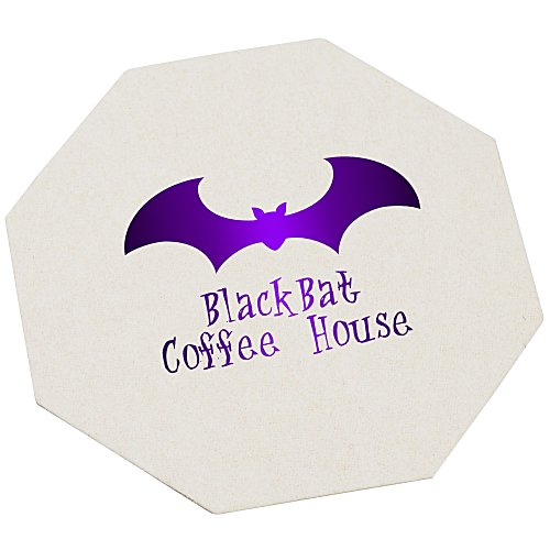 High-Density Pulpboard Coaster - Octagon - White - Foil Main Image