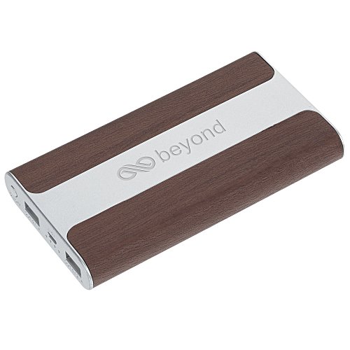 Wood Grain Light-Up Logo Power Bank - 6000 mAh -Closeout Main Image