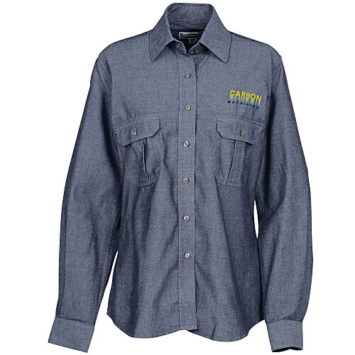 Chambray Roll Sleeve Double Pocket Shirt - Men's Main Image
