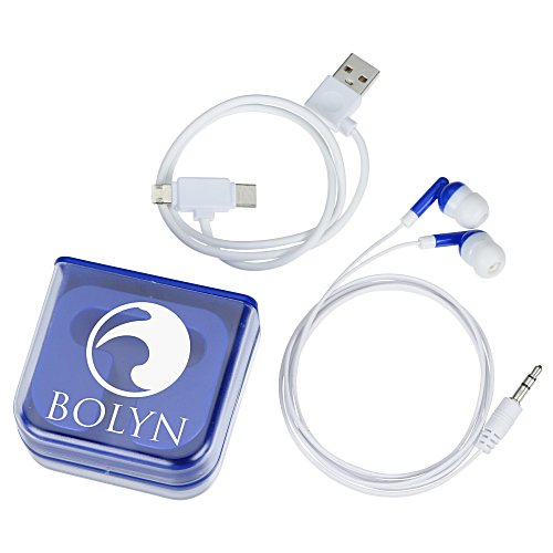Take Along Duo Charging Cable and Ear Buds - Closeout Main Image