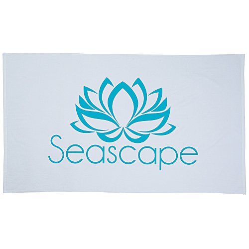 Oversize Velour Beach Towel - White Main Image