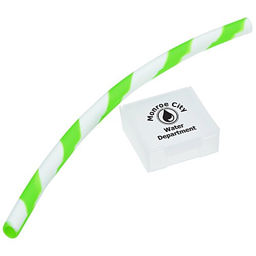 Striped Silicone Straw in Case Main Image