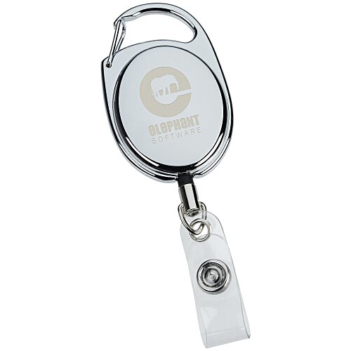 Metal Clip-On Retractable Badge Holder - Laser Engraved Main Image