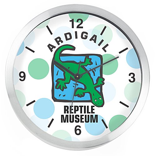 Brushed Metal Full Colour Wall Clock - 10" Main Image