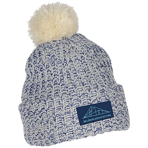 Pom Pom Beanie with Cuff - Embroidered Main Image