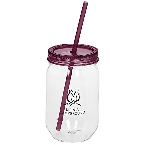 Fiesta Mason Jar with Straw - 22 oz. - Closeout Colors Main Image