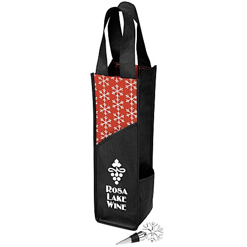 Snowflake Wine Stopper & Tote- Closeout Main Image