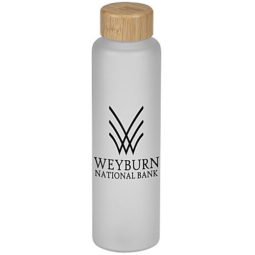 Belle Frosted Glass Bottle with Bamboo Lid - 20 oz Main Image