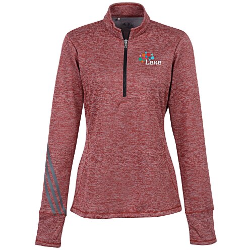 adidas 3 Stripe Brushed Heather 1/4-Zip Pullover - Ladies' Main Image