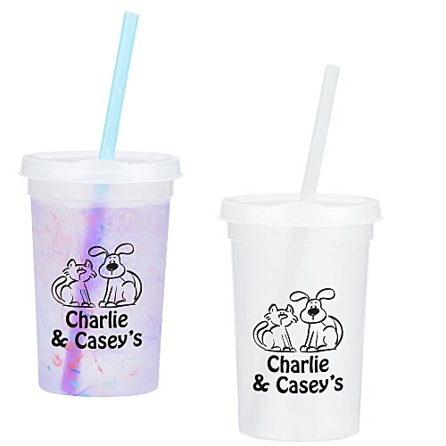 Rainbow Confetti Mood Cup with Straw - 20 oz. Main Image
