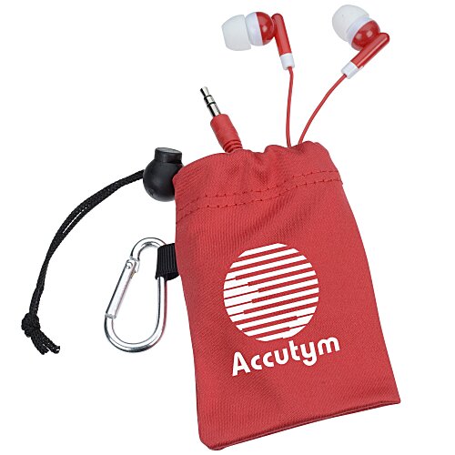 Microfibre Pouch with Colourful Earbuds Main Image