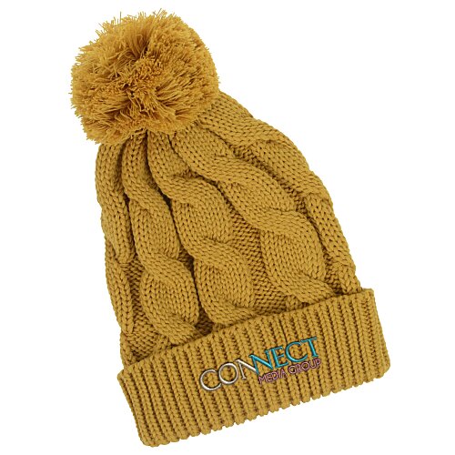 Richardson Chunky Cable Knit Pom Beanie Main Image