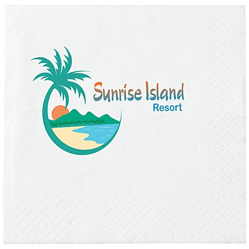 Beverage Napkin - 3-ply - White - Full Colour Main Image