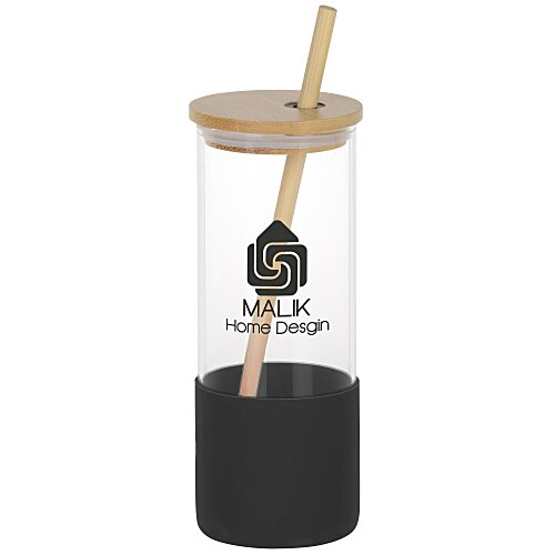 Shanti Glass Tumbler with Bamboo Lid and Straw - 17 oz - 24 hr Main Image