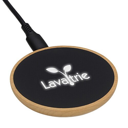 SCX Maple Wood Light-Up Logo Wireless Charger Main Image