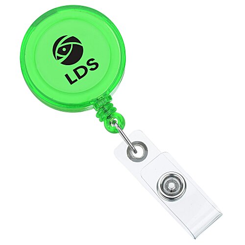 Round Retractable Badge Holder with Slip-On Clip - Translucent Main Image