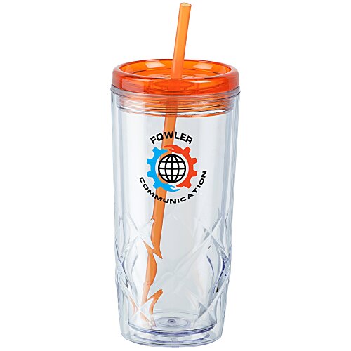 Refresh Simplex Tumbler with Straw - 16 oz - Clear - Full Colour Main Image