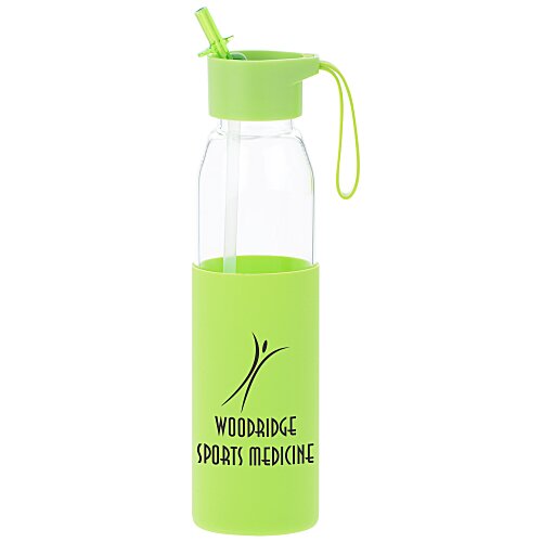 Glass Bottle with Flip Straw Lid - 20 oz - Closeout Main Image