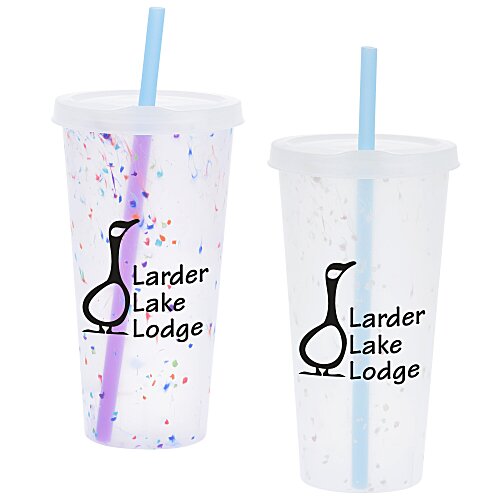 Rave Rainbow Confetti Mood Tumbler with Lid and Straw - 26 oz Main Image