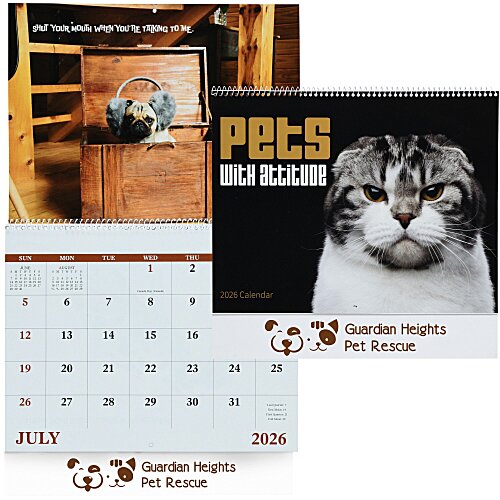 Pets with Attitude Wall Calendar - Spiral Main Image