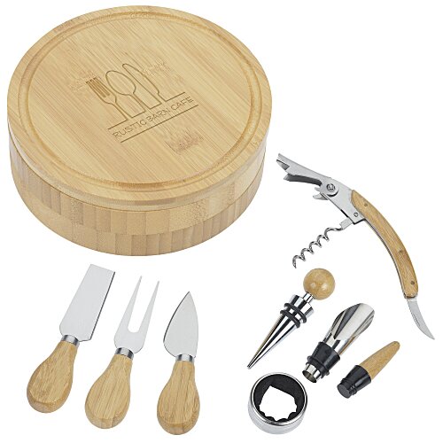 Swivel 8-Piece Bamboo Cheese & Wine Board Set Main Image