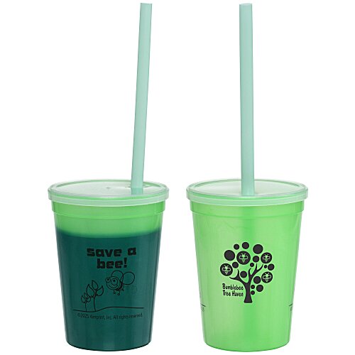 Super Kid Mood Stadium Cup with Straw - 12 oz - Go Green Main Image