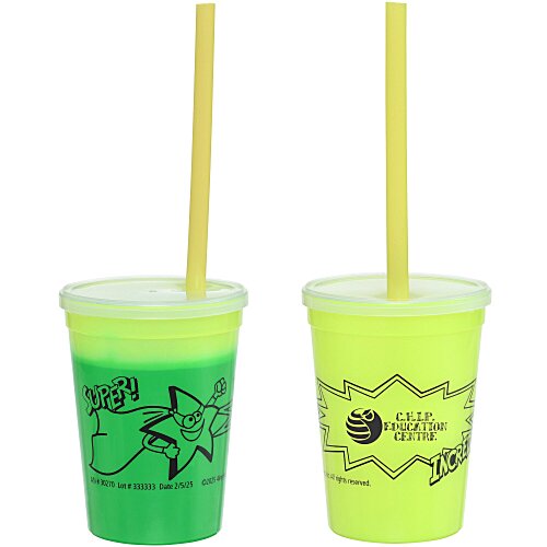 Super Kid Mood Stadium Cup with Straw - 12 oz - Superhero Main Image