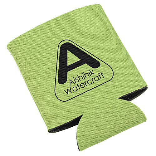 Additional Image 2 - a green can cooler with a black letter