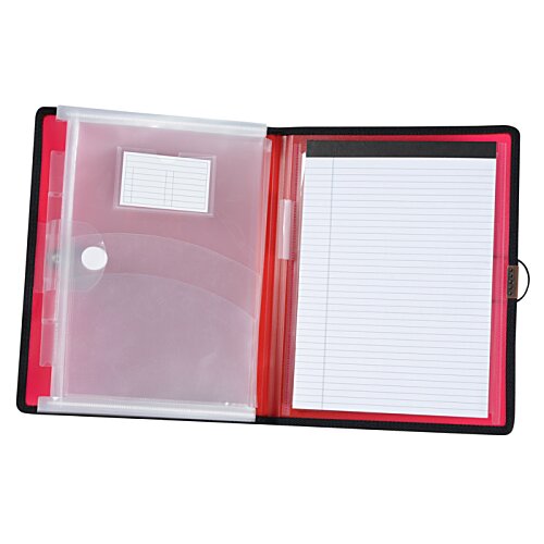 Additional Image 1 - a red and black folder with a white cover