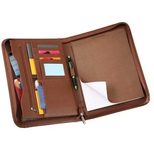 Additional Image 1 - a brown briefcase with a pen and a piece of paper