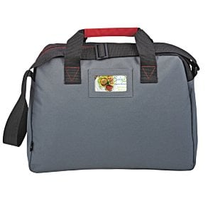 Additional Image 1 - a grey bag with a red handle