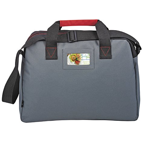 Additional Image 1 - a grey bag with a red handle