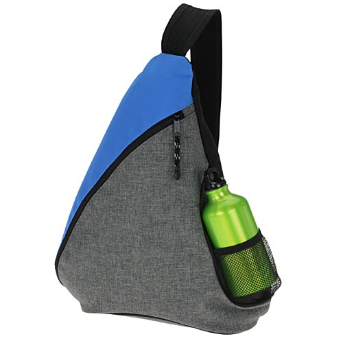 Additional Image 1 - a blue and grey bag with a green bottle inside