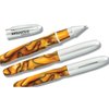 a group of pens with white caps