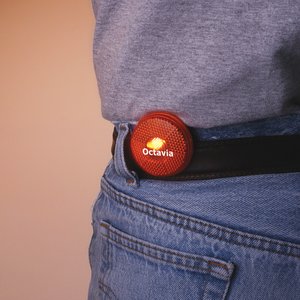 Additional Image 3 - a red button on a blue jeans pocket